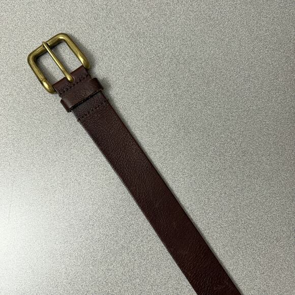 Eddie Bauer Leather Belt Mens 36? Brown Brass Classic Casual Preppy Pebbled - Picture 4 of 9